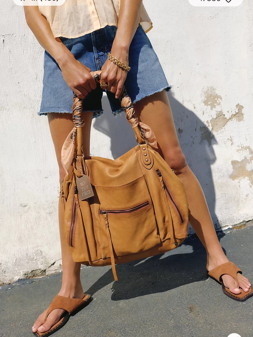 Free People Saddle Brown Leather Shoulder Bag - Picture 2 of 8